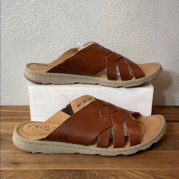 Born | Shoes | Born Brown Leather Woven Sandals Sz 9 Slipon  display picture 1
